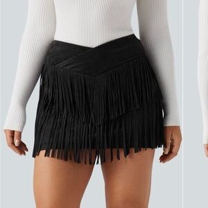Halara Crossover High Waisted 2-in-1 Fringe Hem
Bodycon Mini Suede Party Skirt